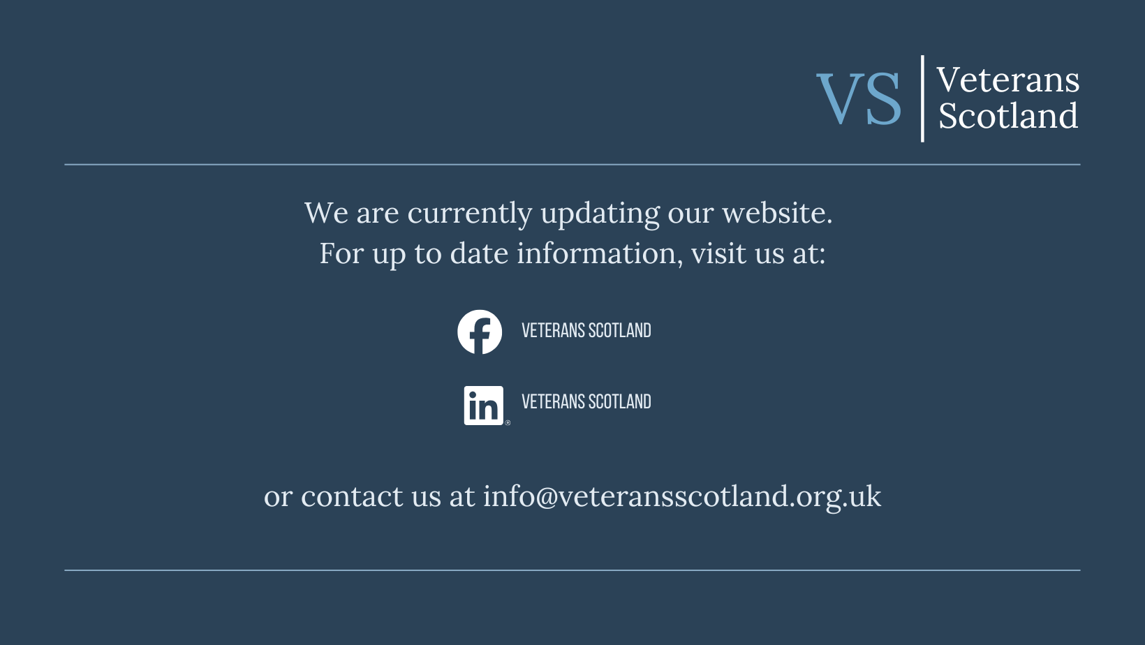 Veterans Scotland website update notice